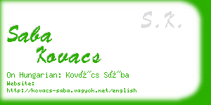 saba kovacs business card